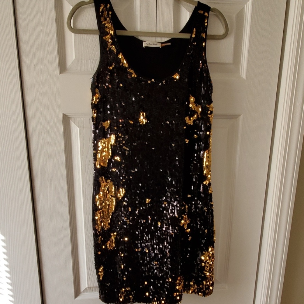 Gold and black Calvin Klein dress